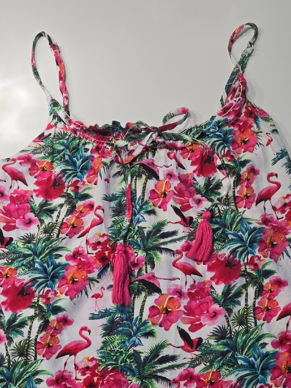 Floral Pink Tropical Spaghetti-Strap Women’s Top